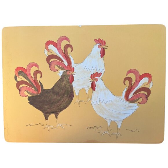 NOW DESIGNS Set of 4 "Rise and Shine" Cork-Backed Chicken Placemats 12" x 16" - Picture 3 of 12